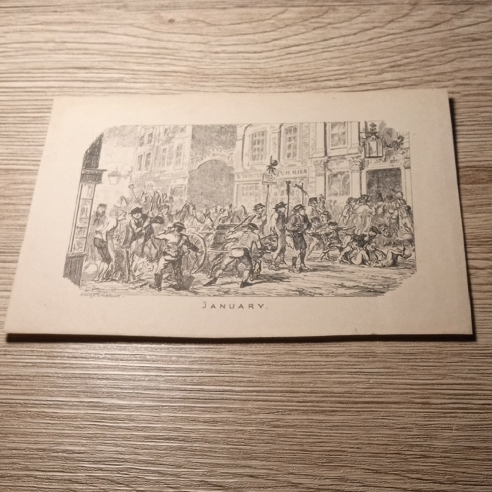 "January" from The Comic Almanac, a British publication from the 19th century.